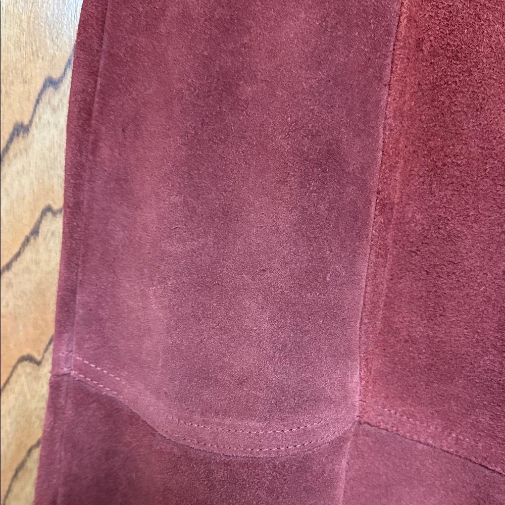 Vintage Rust Button-Front Suede Skirt Size 6. - Picture 4 of 6
